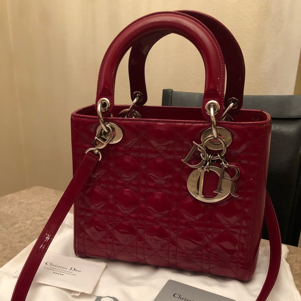 Christian Dior Lady Dior Quilted Red Leather